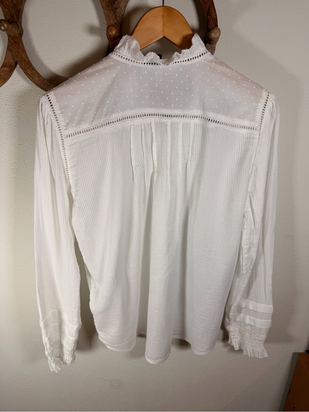 Quince Organic Cotton Pintuck Ruffle Blouse White Women’s M Cottagecore - Picture 2 of 7